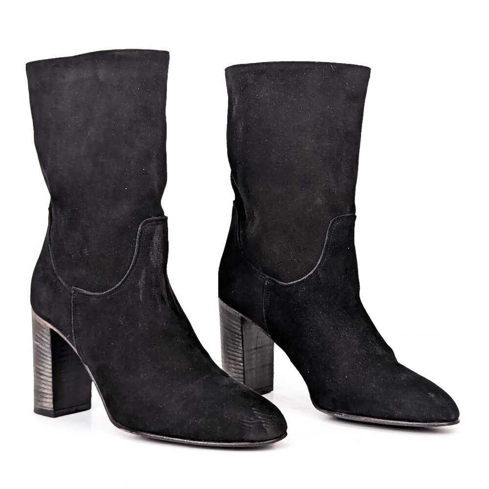 Free People Women Dakota Black Suede Slouch Heel Round Boots sz 9.5US EUR40